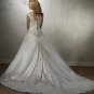 A-line Deep V Neckline Embroidery Beading Train Wedding Dress Bridal Gown