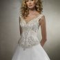 A-line Deep V Neckline Embroidery Beading Train Wedding Dress Bridal Gown