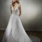 Halter Neckline Backless Embroidery Beading Wedding Dress Bridal Gown