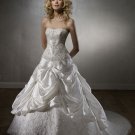 Mori lee Strapless Embroidery Beading Organza Train Wedding Dress Bridal Gown