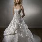 Mori lee Strapless Embroidery Beading Organza Train Wedding Dress Bridal Gown