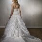 Mori lee Strapless Embroidery Beading Organza Train Wedding Dress Bridal Gown