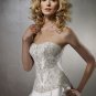 Mori lee Strapless Embroidery Beading Organza Train Wedding Dress Bridal Gown