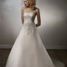 A-line Strapless Embroidery Beading Organza Wedding Dress Bridal Gown