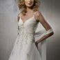 Deep V Neckline Spaghetti Strap Lace up Embroidery Beading Chiffon Wedding Dress Bridal Gown