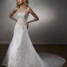 Scoop Neckline Strapless Embroidery Beading Train Wedding Dress Bridal Gown
