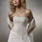 Scoop Neckline Strapless Embroidery Beading Train Wedding Dress Bridal Gown