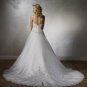 A-line Scoop Neckline Strapless Tuller Embroidery Beading Train Wedding Dress Bridal Gown