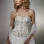 A-line Scoop Neckline Strapless Tuller Embroidery Beading Train Wedding Dress Bridal Gown