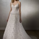 A-line Deep V-neckline Backless Lace Beading Wedding Dress Bridal Gown