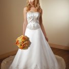 A-line Strapless Backless Embroidery Beading Train Wedding Dress Bridal Gown