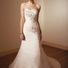 A-line Scoop Neckline Strapless Embroidery Beading Sweep Train Wedding Dress Bridal Gown