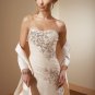 A-line Scoop Neckline Strapless Embroidery Beading Sweep Train Wedding Dress Bridal Gown