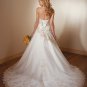 A-line Strapless Lace up Tuller Appliques Beading Wedding Dress Bridal Gown