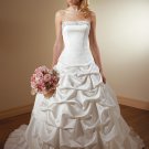 Pick-up Backless Strapless Beading Wedding Dress Bridal Gown