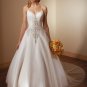 V-neckline Spaghetti Strap Embroidery Beading Wedding Dress Bridal Gown
