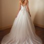 V-neckline Spaghetti Strap Embroidery Beading Wedding Dress Bridal Gown