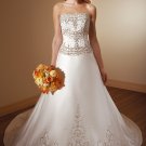 A-line Scoop Neckline Strapless Embroidery Beading Wedding Dress Bridal Gown