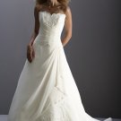 New Design Strapless Appliques and Beading Chiffon Wedding Dress Bridal Gown