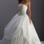 Vintage Strapless Applique Beading Tuller Wedding Dress Bridal Gown