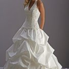 Halter Strap Pick-up Applique Beading Wedding Dress Bridal Gown