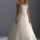 A-line Scoop Neckline Strapless Embroidery Beading Wedding Dress Bridal Gown