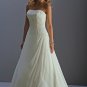A-line Strapless Lace up Beading Chiffon Wedding Dress Bridal Gown