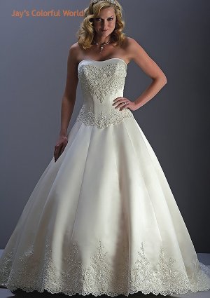 Sweetheart Neckline Strapless Applique Beading Wedding Dress Bridal Gown