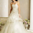 Straight Neckline Strapless Tuller Appliques Beading Wedding Dress Bridal Gown
