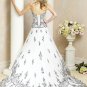 White and Black Detachable Strap Appliques Wedding Dress Bridal Gown