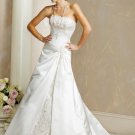 A-line Straight Neckline Strapless Embroidery  Wedding Dress Bridal Gown