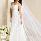 V-neckline Spaghetti Strap Lace up Chiffon  Wedding Dress Bridal Gown