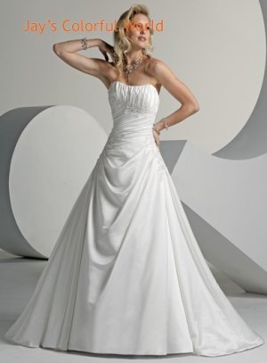 A-line Scoop Neckline Strapless Wedding Dress Bridal Gown