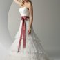 Scoop Neckline Strapless Appliques Beading Organza Wedding Dress Bridal Gown
