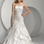 Straight Neckline Strapless Appliques Beading Stretch Satin Wedding Dress Bridal Gown