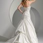 Straight Neckline Strapless Appliques Beading Stretch Satin Wedding Dress Bridal Gown