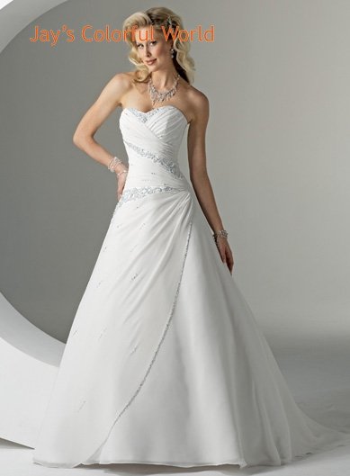 A-line Sweetheart Neckline Strapless Chiffon Wedding Dress Bridal Gown