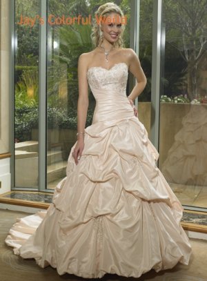 Sweetheart Neckline Strapless Pick-up Appliques Beading Wedding Dress Bridal Gown