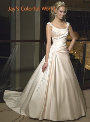 A-line Scoop Neckline  Appliques Beading Wedding Dress Bridal Gown