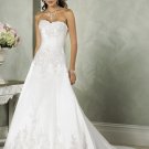 A-line Sweetheart Neckline Appliques Beading Sweep Train Wedding Dress Bridal Gown