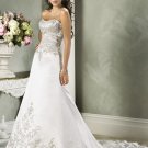 A-line Scoop Neckline Strapless Embroidery Beading Train Wedding Dress Bridal Gown