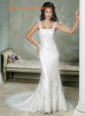 Detachable Strap Mermaid Appliques Beading Wedding Dress Bridal Gown