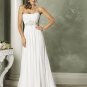 White Scoop Neckline Strapless Beading Chiffon Wedding Dress Bridal Gown