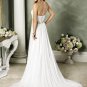 White Scoop Neckline Strapless Beading Chiffon Wedding Dress Bridal Gown