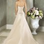 Champagne A-line Straight Neckline Strapless Appliques Beading  Wedding Dress Bridal Gown