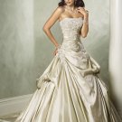 Scoop Neckline Strapless Appliques Taffeta Wedding Dress Bridal Gown