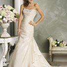 Mermaid Scoop Neckline Strapless Beading Custom made Wedding Dress Bridal Gown