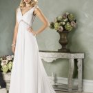 V-neckline Backless Beading Custom made Wedding Dress Bridal Gown