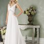 V-neckline Backless Beading Custom made Wedding Dress Bridal Gown