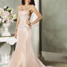 Mermaid Scoop Neckline Beading Taffeta Custom made Wedding Dress Bridal Gown